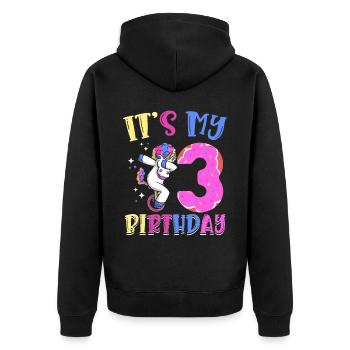 C’est mon 3 anniversaire Dabbing Unicorn Pony 3. - Veste à capuche bio Premium Unisexe - noir - Dos - Nico (187cm)