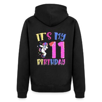 Es Ist Mein 11 Geburtstag Tupfende Einhorn Pony - Unisex Premium Bio Zip Hoodie - Schwarz - Hinten - Nico (187cm)