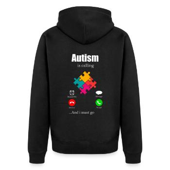 Autism Gift Autistic Asperger ADHD Autism - Unisex Premium Organic Zip Hoodie - black - Back - Nico (187cm)