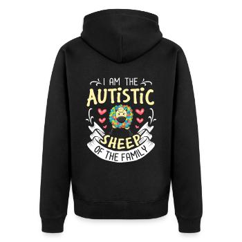 Autism - Unisex Premium Organic Zip Hoodie - black - Back - Nico (187cm)