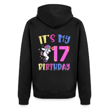 Es Ist Mein 17. Geburtstag Tupfende Einhorn Pony - Unisex Premium Bio Zip Hoodie - Schwarz - Hinten - Nico (187cm)