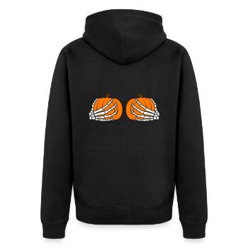 Halloween Tshirt Halloweenparty Mörder Killer Tod - Unisex Premium Bio Zip Hoodie - Schwarz - Hinten - Nico (187cm)