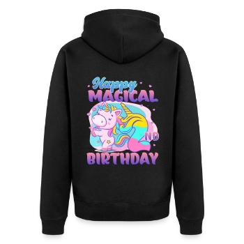 Happy Magical 2nd Birthday Einhorn Pony - Unisex Premium Bio Zip Hoodie - Schwarz - Hinten - Nico (187cm)