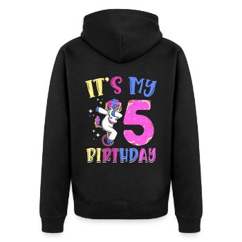 Es Ist Mein 5 Geburtstag Tupfende Einhorn Pony 5. - Unisex Premium Bio Zip Hoodie - Schwarz - Hinten - Nico (187cm)