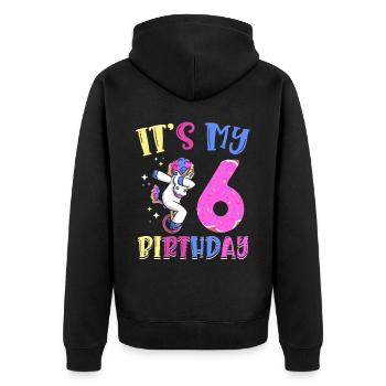Es Ist Mein 6 Geburtstag Tupfende Einhorn Pony 6. - Unisex Premium Bio Zip Hoodie - Schwarz - Hinten - Nico (187cm)