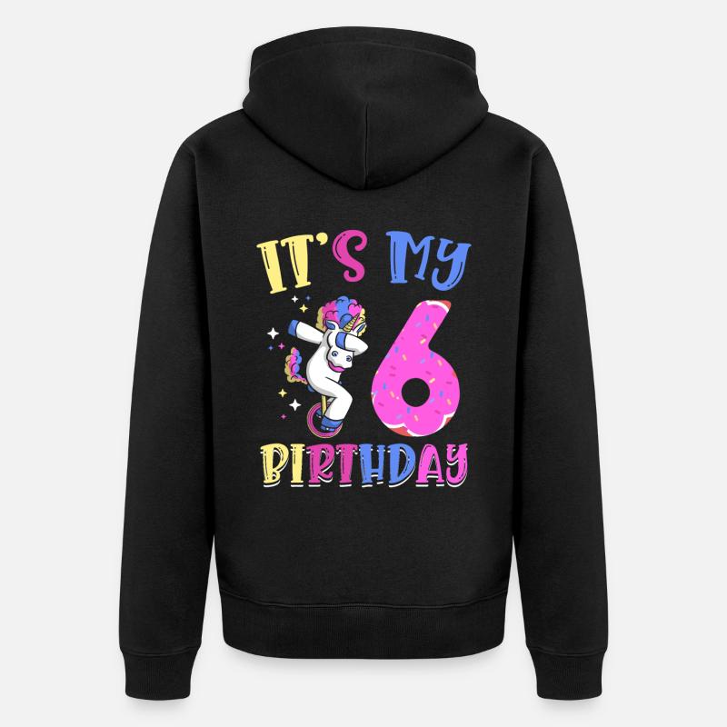 C’est mon poney licorne éclatant de 6 ans 6. - Veste à capuche bio Premium Unisexe - noir