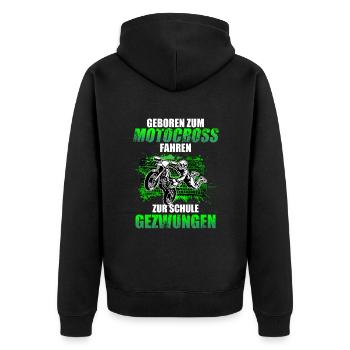 Motocross Enduro Offroad Dirt Bike Superbike Motor - Unisex Premium Bio Zip Hoodie - Schwarz - Hinten - Nico (187cm)