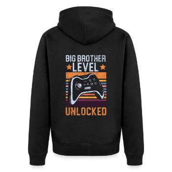 Big Brother Level Débloqué Meilleur Bro de Tous les temps - Veste à capuche bio Premium Unisexe - noir - Dos - Nico (187cm)
