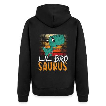 Lil Bro Saurus Meilleur Frère De Tous les Temps Brotherhood Dinosaure - Veste à capuche bio Premium Unisexe - noir - Dos - Nico (187cm)