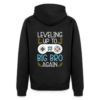 Aufstieg zu Big Bro Again Best Bro Ever - Unisex Premium Bio Zip Hoodie - Schwarz - Hinten - Nico (187cm)