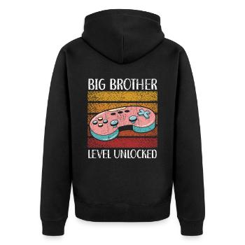 Big Brother Level Débloqué Meilleur Bro de Tous les temps - Veste à capuche bio Premium Unisexe - noir - Dos - Nico (187cm)