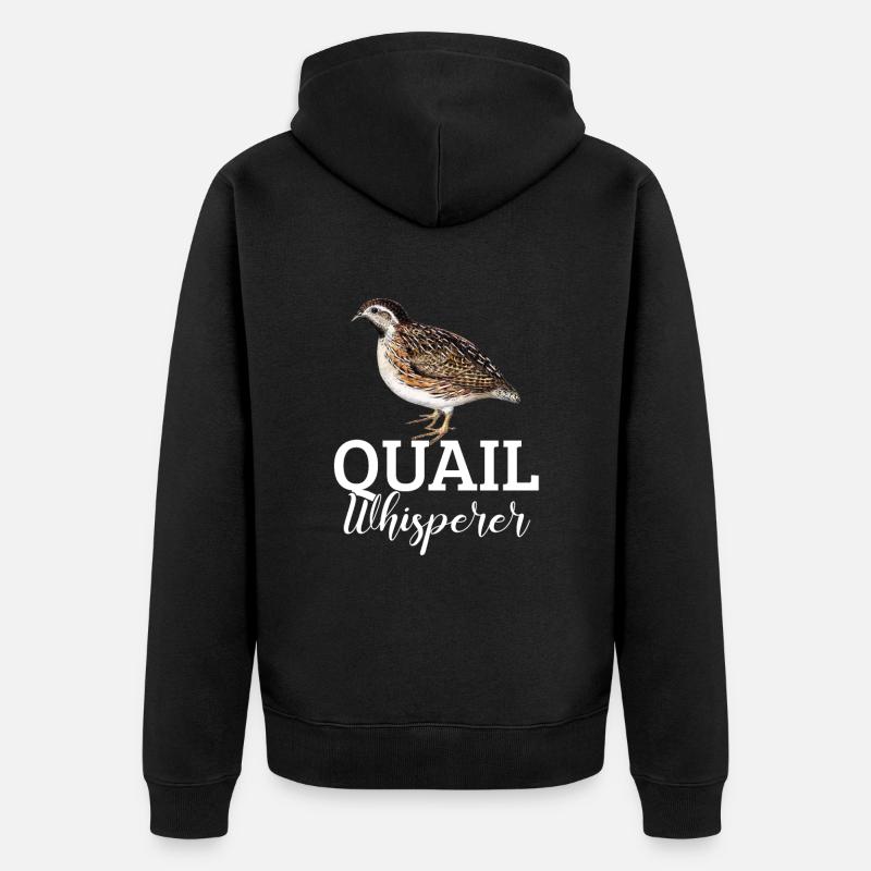 quail whisperer, quail - Unisex Premium Bio Zip Hoodie - Schwarz