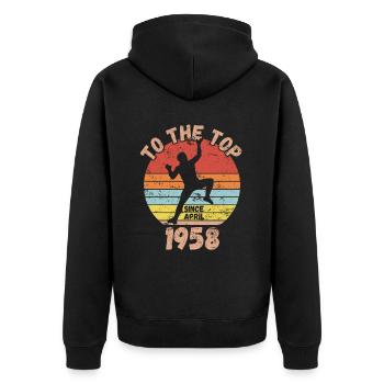 Geburtstag Klettern Bouldern seit April 1958 - Unisex Premium Bio Zip Hoodie - Schwarz - Hinten - Nico (187cm)