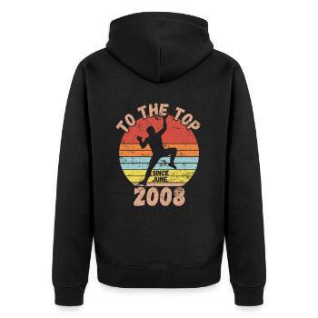 Geburtstag Klettern Bouldern seit Juni 2008 - Unisex Premium Bio Zip Hoodie - Schwarz - Hinten - Nico (187cm)