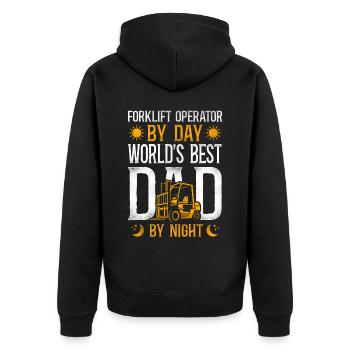 Certified Forklift Truck Operator - Unisex Premium Organic Zip Hoodie - black - Back - Nico (187cm)