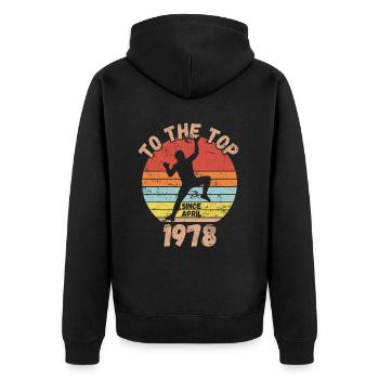 Anniversaire Escalade Bouldering depuis avril 1978 - Veste à capuche bio Premium Unisexe - noir - Dos - Nico (187cm)