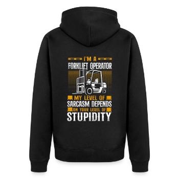 Certified Forklift Truck Operator - Unisex Premium Organic Zip Hoodie - black - Back - Nico (187cm)