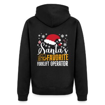 Certified Forklift Truck Operator - Unisex Premium Bio Zip Hoodie - Schwarz - Hinten - Nico (187cm)