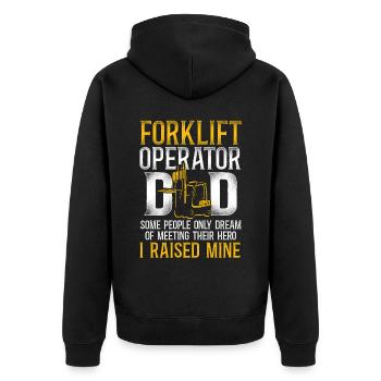 Certified Forklift Truck Operator - Unisex Premium Organic Zip Hoodie - black - Back - Nico (187cm)