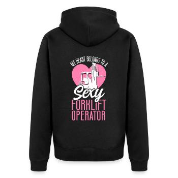 Certified Forklift Truck Operator - Unisex Premium Bio Zip Hoodie - Schwarz - Hinten - Nico (187cm)