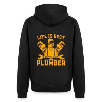 Plumber Life Is Best Tool Plumbing Pipe Plumbers - Unisex Premium Organic Zip Hoodie - black - Back - Nico (187cm)