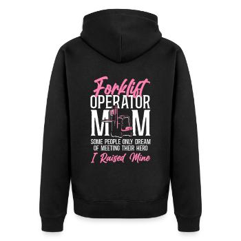 Certified Forklift Truck Operator - Unisex Premium Bio Zip Hoodie - Schwarz - Hinten - Nico (187cm)