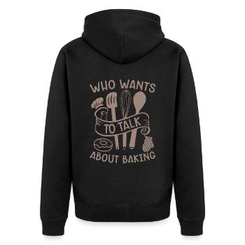 Boulanger qui veut parler de la cuisson d’un gâteau de boulangerie - Veste à capuche bio Premium Unisexe - noir - Dos - Nico (187cm)
