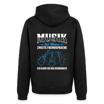 Musik Ist Meine Zweite Fremdsprache Ich Kann Sie D - Unisex Premium Bio Zip Hoodie - Schwarz - Hinten - Nico (187cm)