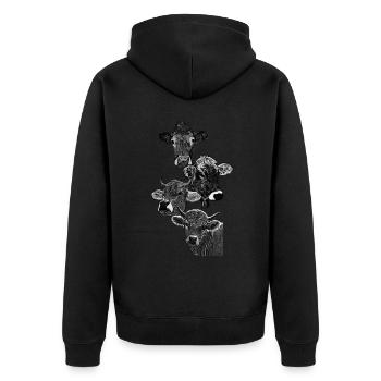Vier Köpfe von vier Kühen - Unisex Premium Bio Zip Hoodie - Schwarz - Hinten - Nico (187cm)