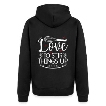 Baker Baking Love To Stir Things Up Bakery Cupcake - Unisex Premium Organic Zip Hoodie - black - Back - Nico (187cm)