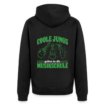Coole Jungs Gehen In Die Musikschule - Unisex Premium Bio Zip Hoodie - Schwarz - Hinten - Nico (187cm)