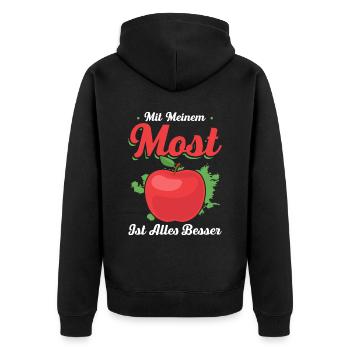 Mit Meinem Most Ist Alles Besser - Unisex Premium Bio Zip Hoodie - Schwarz - Hinten - Nico (187cm)