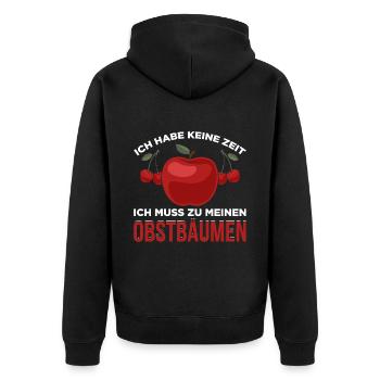 Ich Habe Keine Zeit Ich Muss Zu Meinen Obstbäumen - Unisex Premium Bio Zip Hoodie - Schwarz - Hinten - Nico (187cm)