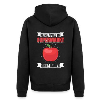 Keine Äpfel Im Supermarkt Ohne Bauer - Unisex Premium Bio Zip Hoodie - Schwarz - Hinten - Nico (187cm)