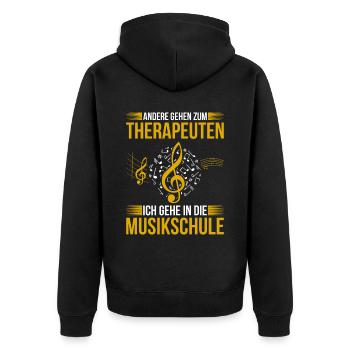 Andere Gehen Zum Therapeuten Ich Gehe In Die Musik - Unisex Premium Bio Zip Hoodie - Schwarz - Hinten - Nico (187cm)