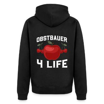 Obstbauer 4 Life Geschenk Obstbaum - Unisex Premium Bio Zip Hoodie - Schwarz - Hinten - Nico (187cm)