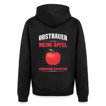Obstbauer Meine Äpfel Schmecken Am Besten - Unisex Premium Bio Zip Hoodie - Schwarz - Hinten - Nico (187cm)