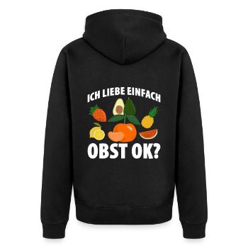 Ich Liebe Einfach Obst Ok? - Unisex Premium Bio Zip Hoodie - Schwarz - Hinten - Nico (187cm)