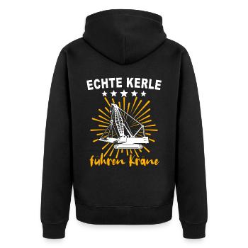Kranführer Kranfahrer Kran - Unisex Premium Bio Zip Hoodie - Schwarz - Hinten - Nico (187cm)