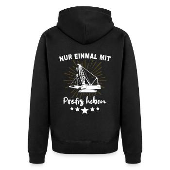Kranführer Kranfahrer Kran - Unisex Premium Bio Zip Hoodie - Schwarz - Hinten - Nico (187cm)