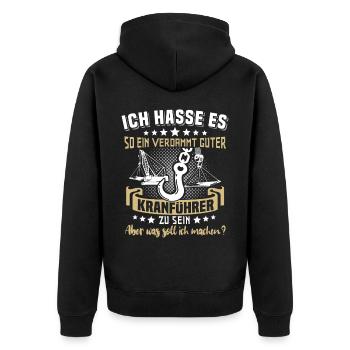 Kranführer Kranfahrer Kran - Unisex Premium Bio Zip Hoodie - Schwarz - Hinten - Nico (187cm)