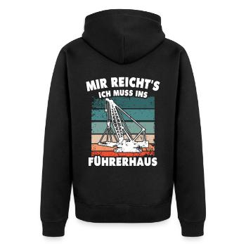 Kranführer Kranfahrer Kran - Unisex Premium Bio Zip Hoodie - Schwarz - Hinten - Nico (187cm)