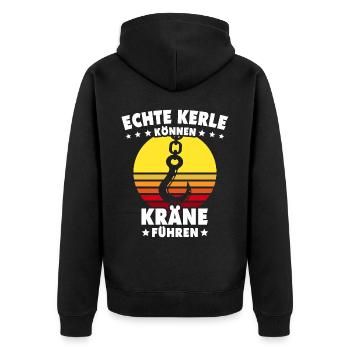 Kranführer Kranfahrer Kran - Unisex Premium Bio Zip Hoodie - Schwarz - Hinten - Nico (187cm)