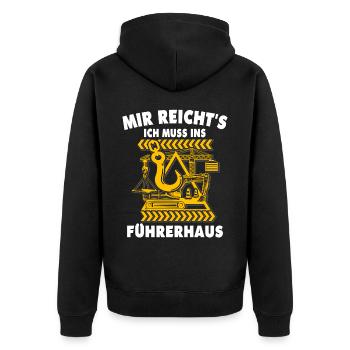 Kranführer Kranfahrer Kran - Unisex Premium Bio Zip Hoodie - Schwarz - Hinten - Nico (187cm)