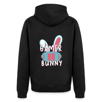 Gamer Häschen für Frauen - Unisex Premium Bio Zip Hoodie - Schwarz - Hinten - Nico (187cm)