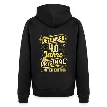 Décembre 40 ans Original Édition Limitée - Veste à capuche bio Premium Unisexe - noir - Dos - Nico (187cm)