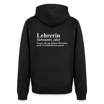 Schwer zu finden großartige Lehrerin - Unisex Premium Bio Zip Hoodie - Schwarz - Hinten - Nico (187cm)