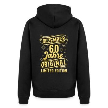 Décembre 60 Ans Original Édition Limitée - Veste à capuche bio Premium Unisexe - noir - Dos - Nico (187cm)