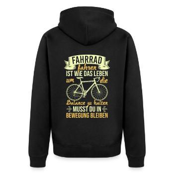 Fahrradfahren Rennrad Mountainbike für Radfahrer - Unisex Premium Bio Zip Hoodie - Schwarz - Hinten - Nico (187cm)