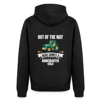 Out of the way here comes a kindergartner Tractor - Unisex Premium Organic Zip Hoodie - black - Back - Nico (187cm)